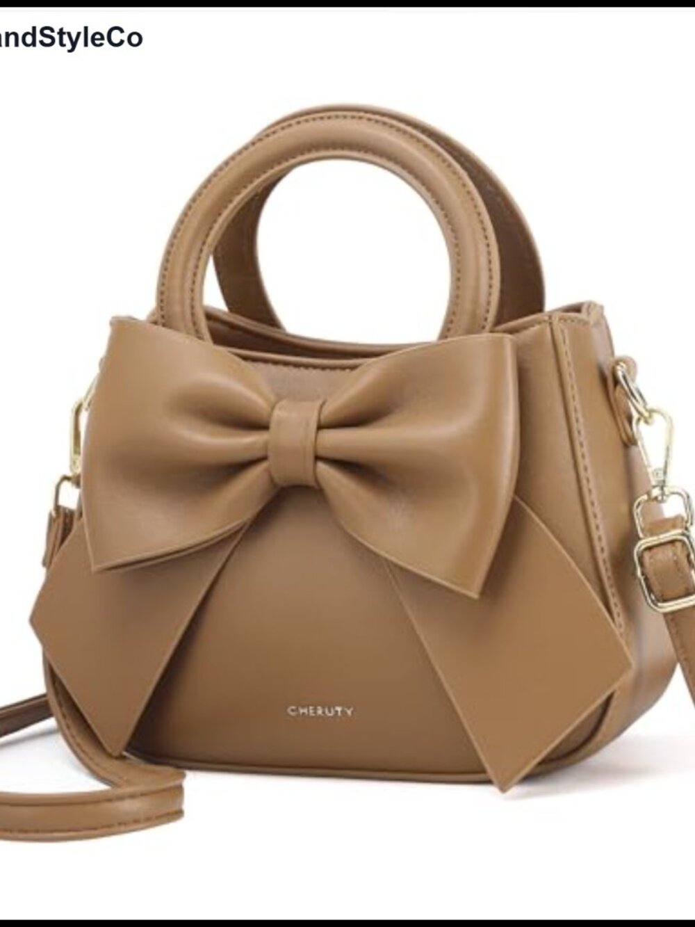 Small Crossbody Bag for Women Vegan Leather with Top Handle and Cute Bow Knot
